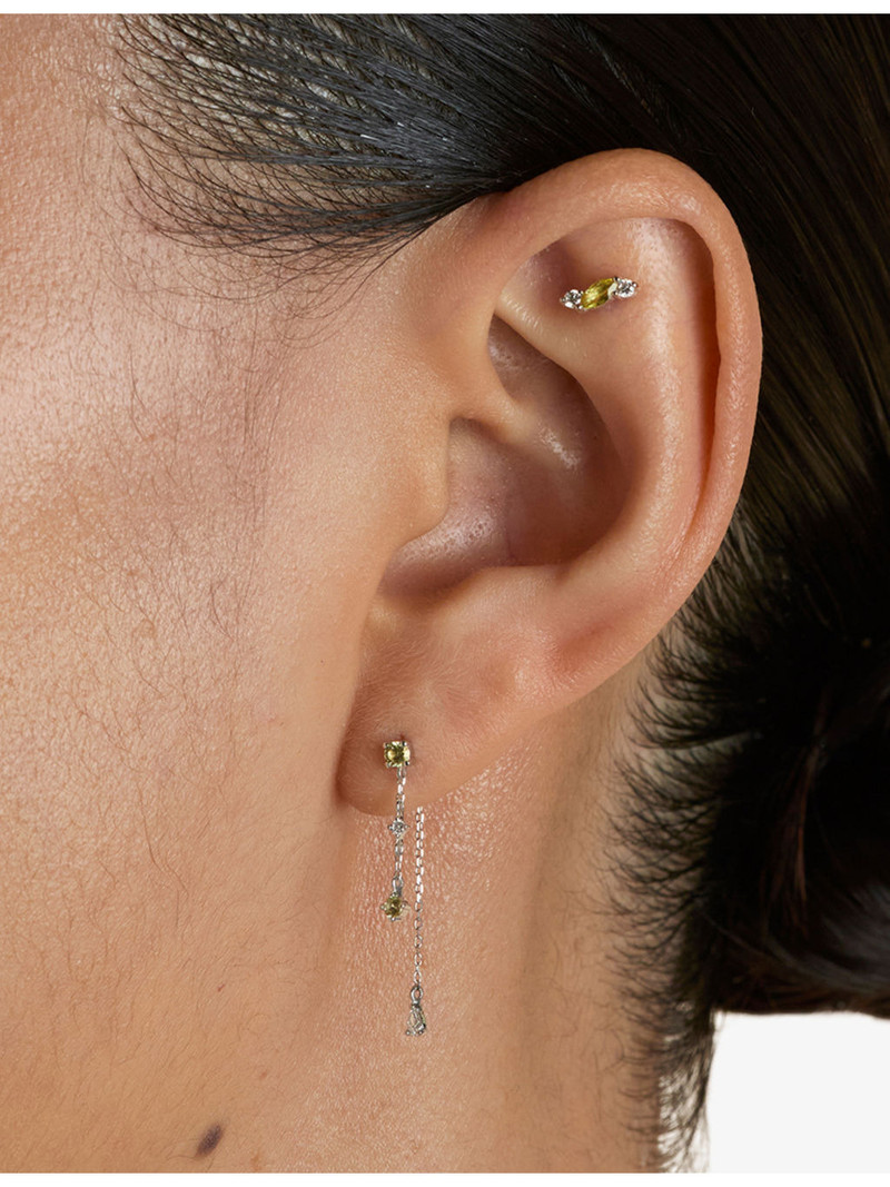 Chain Drop 14ct White-Gold, Lab-Grown Diamond And Yellow Sapphire Drop Earrings 3