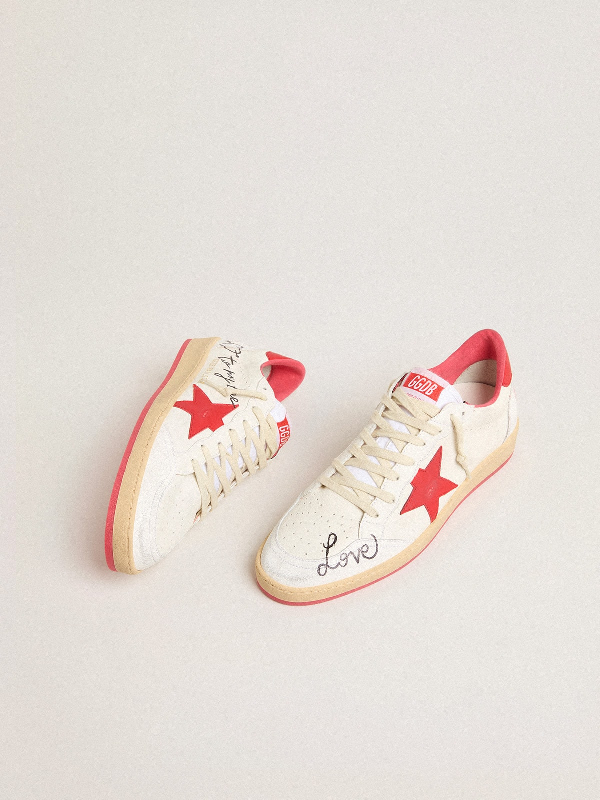 Men’s Ball Star  Wishes in white leather with a red star and heel tab - 7