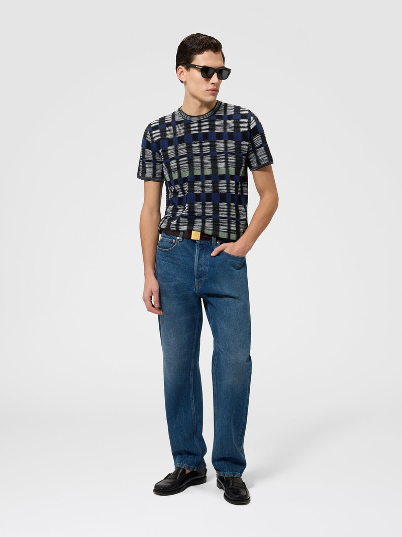 Missoni Crew-neck cotton and viscose T-shirt with check pattern outlook
