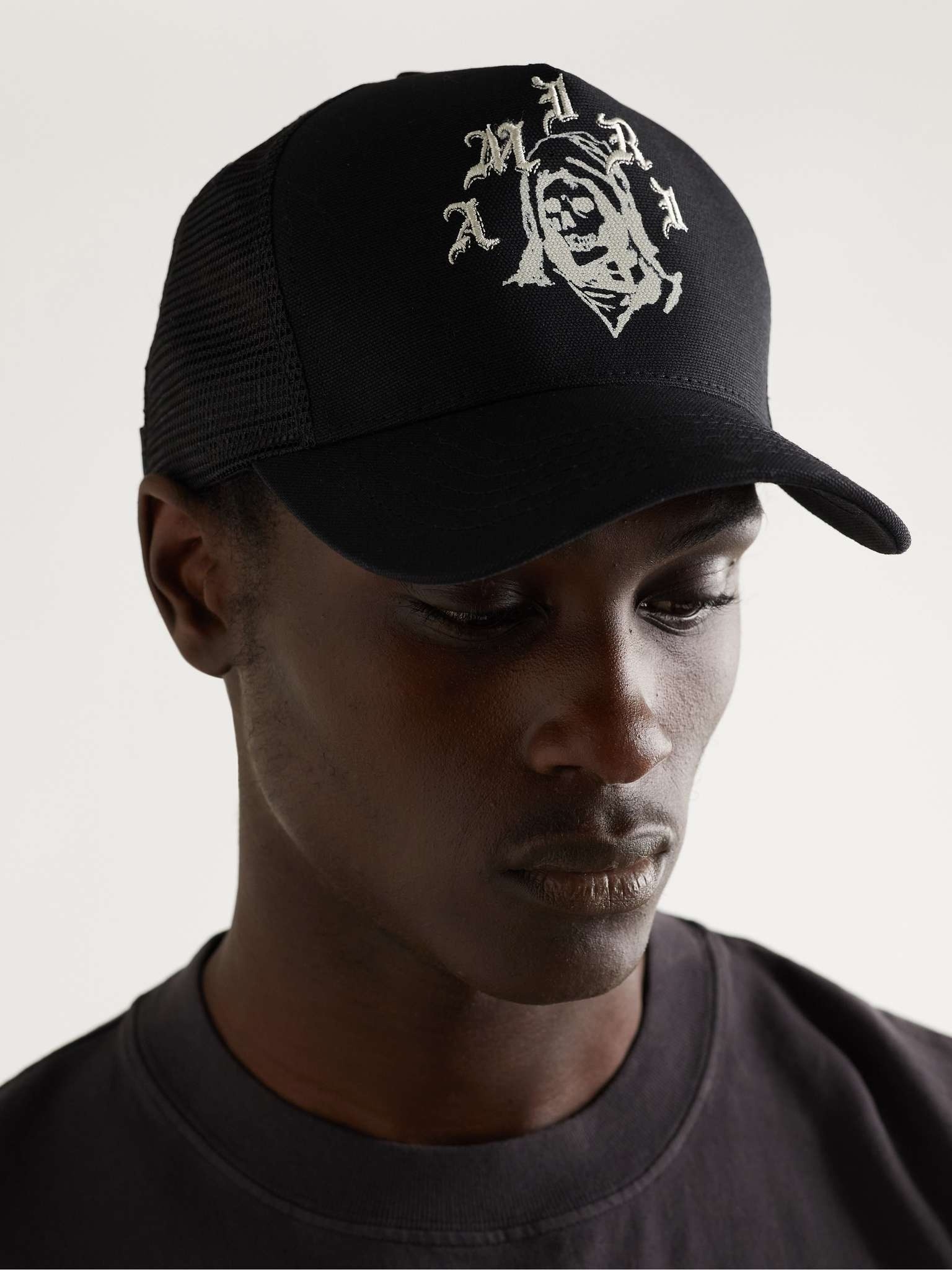 Logo-Embroidered Printed Cotton-Canvas and Mesh Trucker Hat - 2