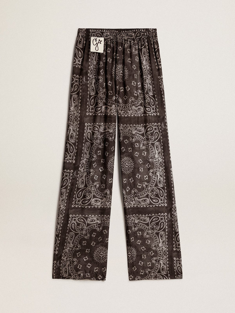 Anthracite-gray joggers with paisley print 6