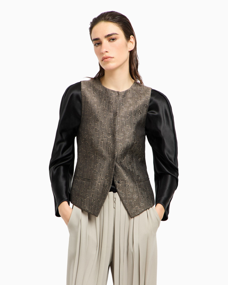 GIORGIO ARMANI SINGLE-BREASTED WAISTCOAT IN JACQUARD SILK AND WOOL outlook