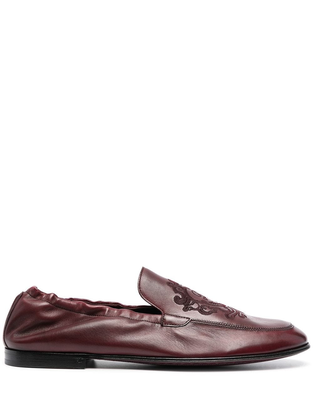 debossed-motif polished-finish loafers - 1