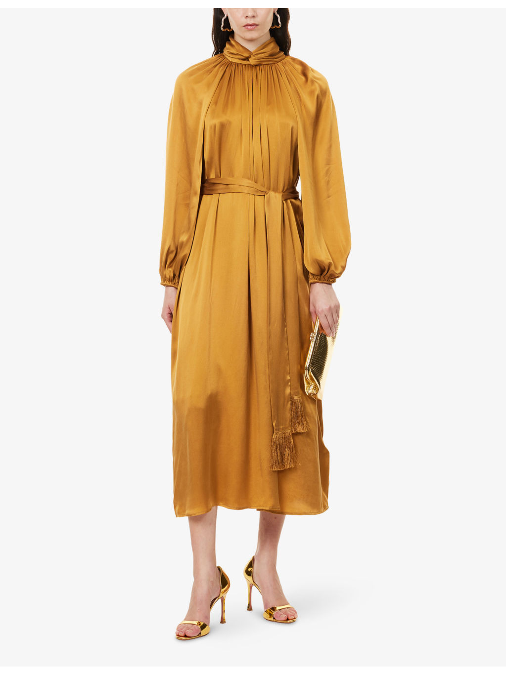 Hypnotic Twist Sheath Silk Midi Dress - 2