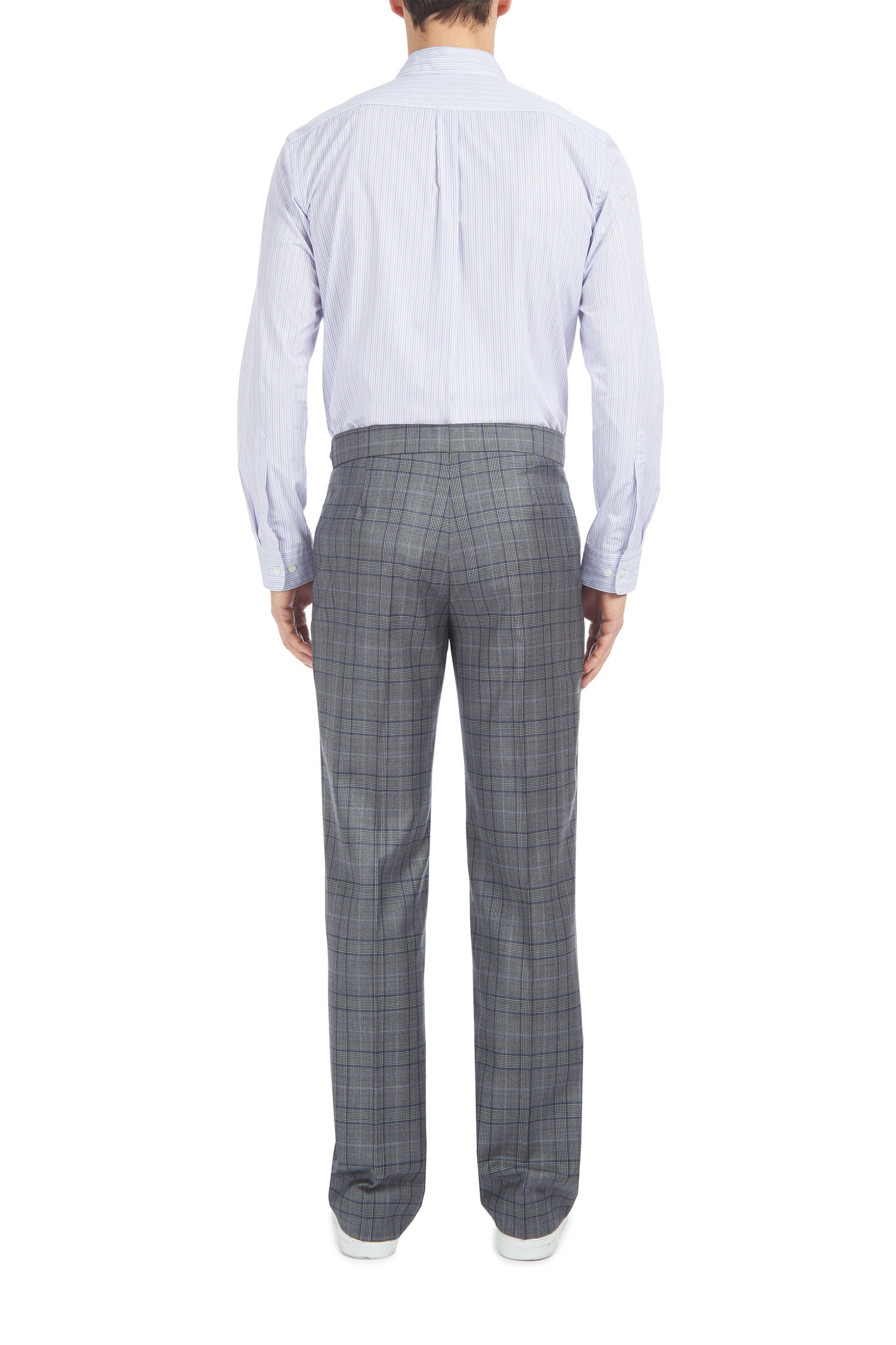 Sebastian Pant in Blue/Grey Check Virgin Wool - 3
