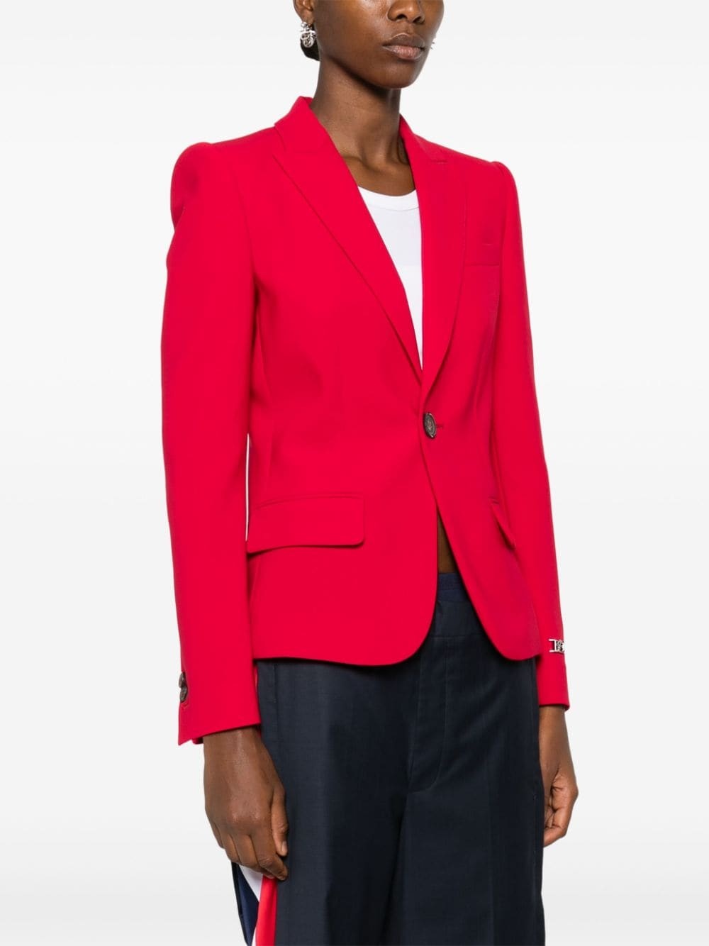 logo-plaque single-breasted blazer - 3