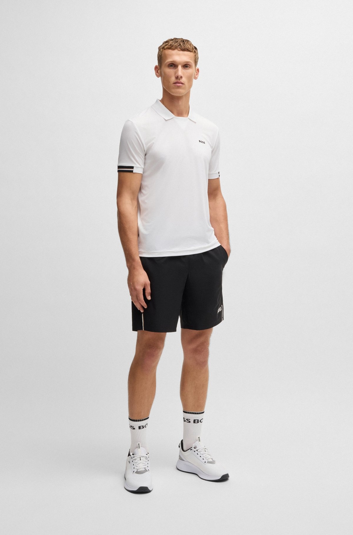 STRETCH-MESH POLO SHIRT WITH MODERN PLACKET - 4