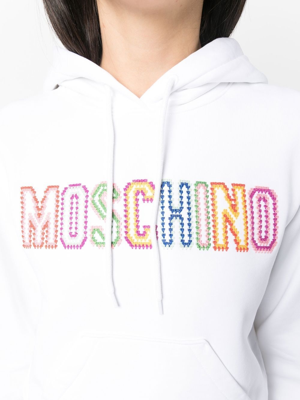 embroidered-logo cropped hoodie - 5