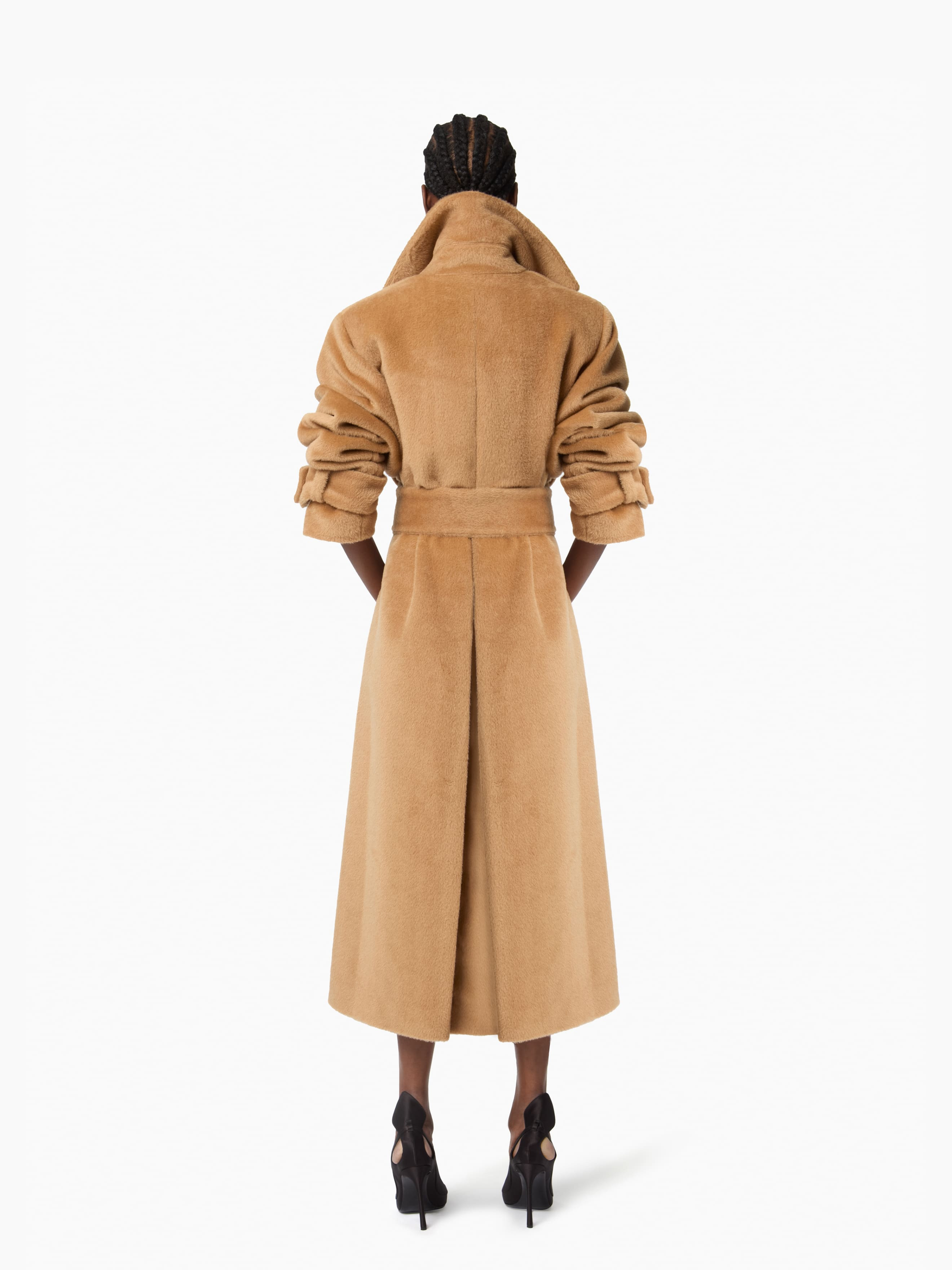 Brown Long Wool Robe Coat - 4