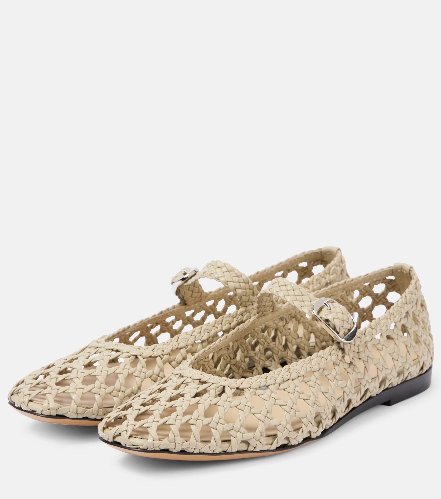 Woven leather ballet flats - 4