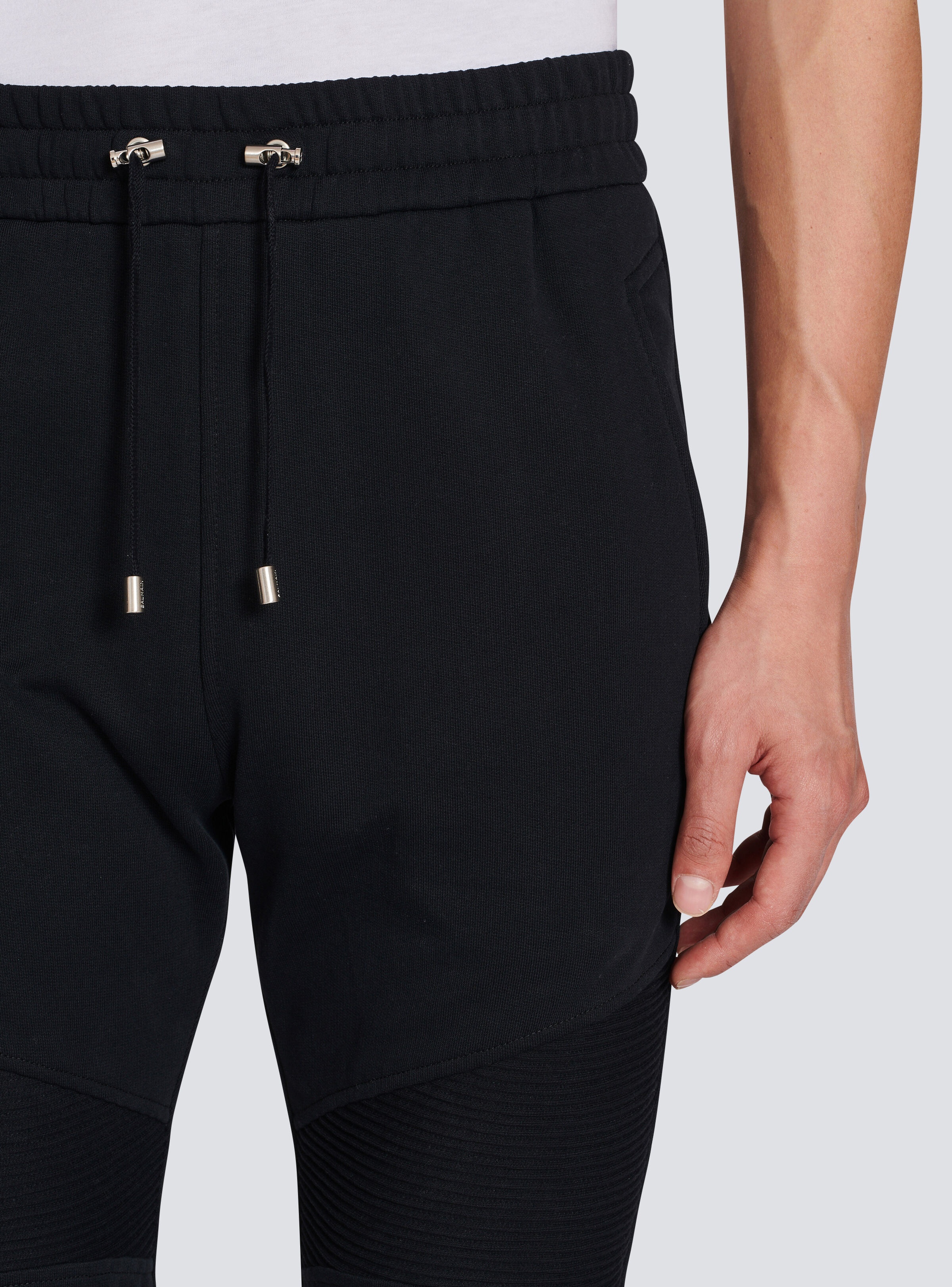 Cotton sweatpants with flocked Balmain Paris logo - 6
