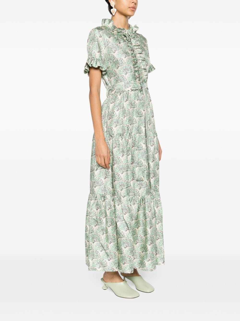 fan-print maxi dress - 3