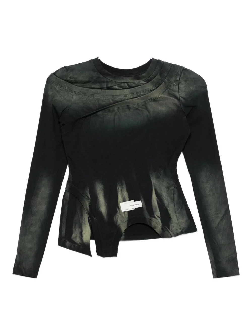 panelled asymmetric T-shirt - 1