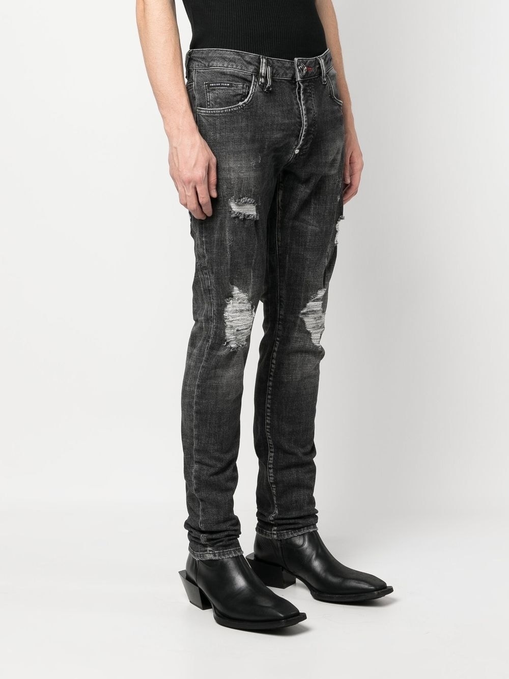 straight-leg ripped jeans - 3
