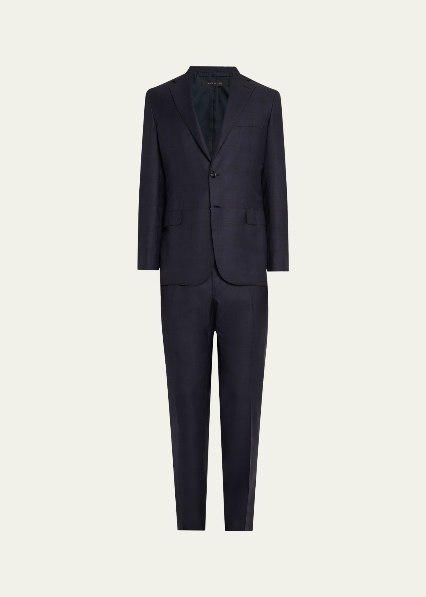 Men's Wool and Silk Tonal Plaid Two-Piece Suit - 1