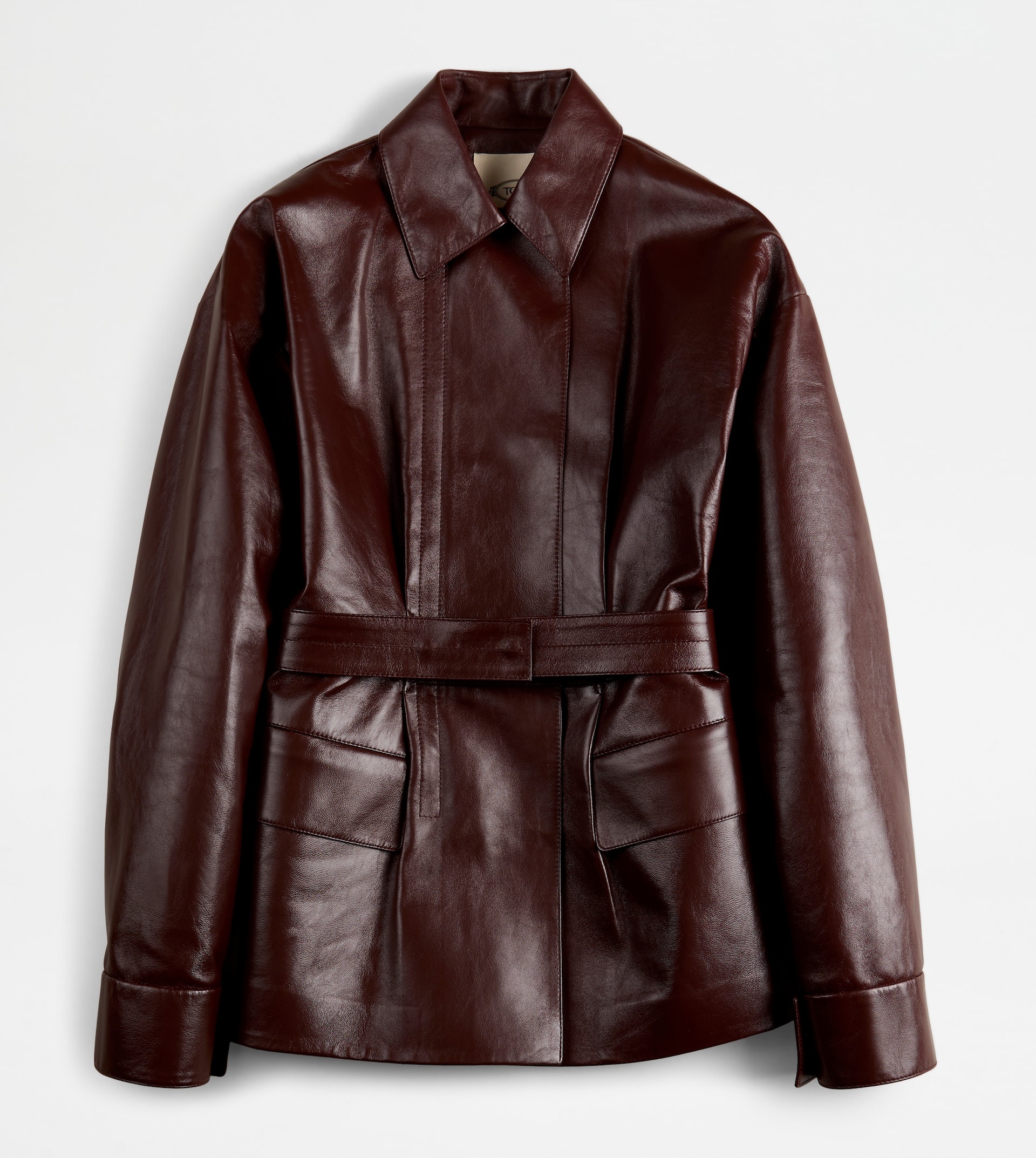 JACKET IN LEATHER - BROWN - 1