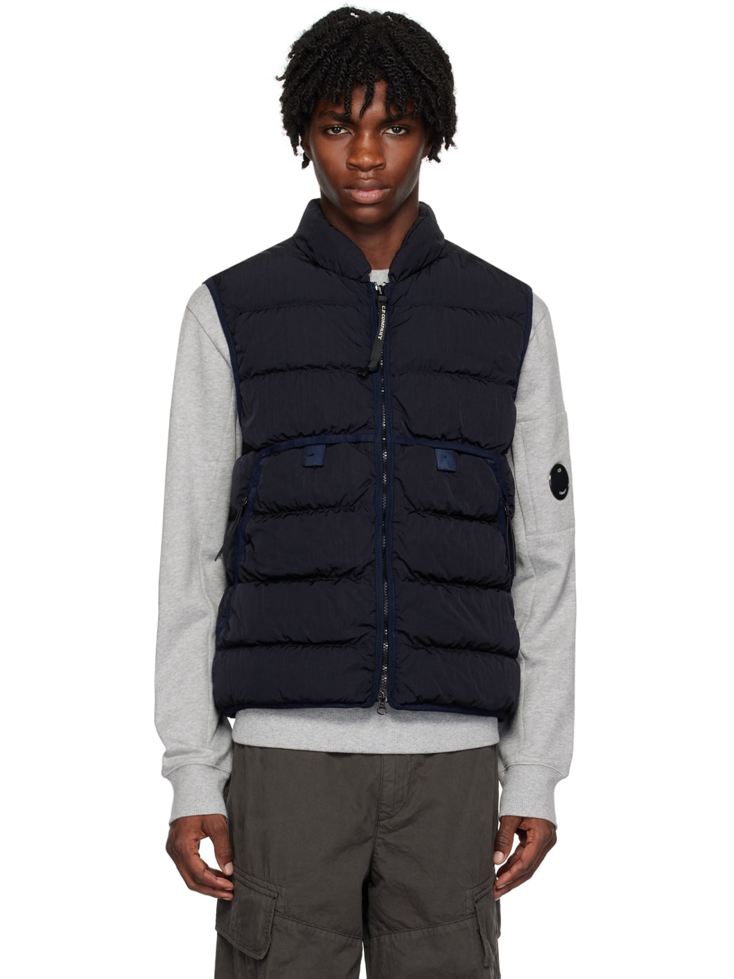 トップス C.P. COMPANY-GARMENT DYED VEST C.P. Company Navy Garment-Dyed Down Vest | ssense | REVERSIBLE