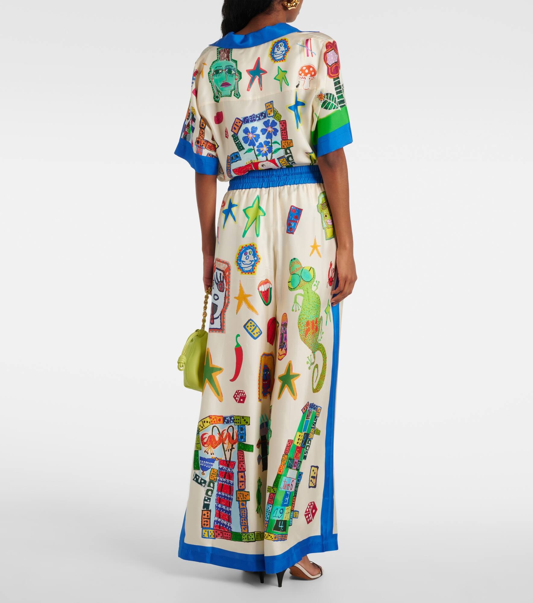 Rollers printed silk palazzo pants - 3