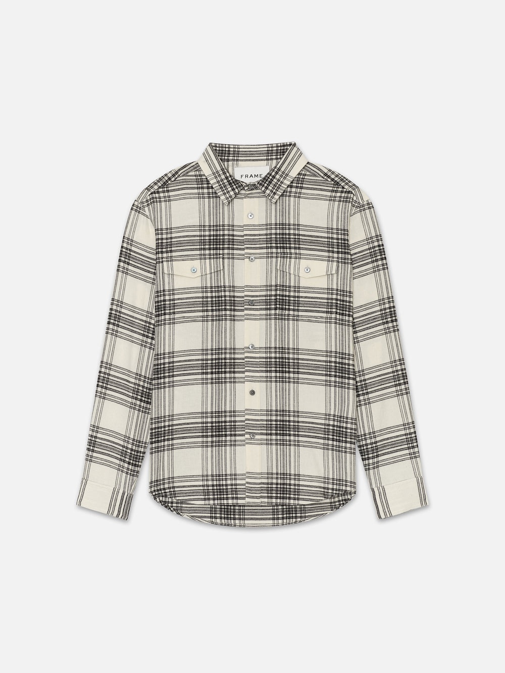 Spring Plaid Shirt in White Canvas/Black Plaid - 1