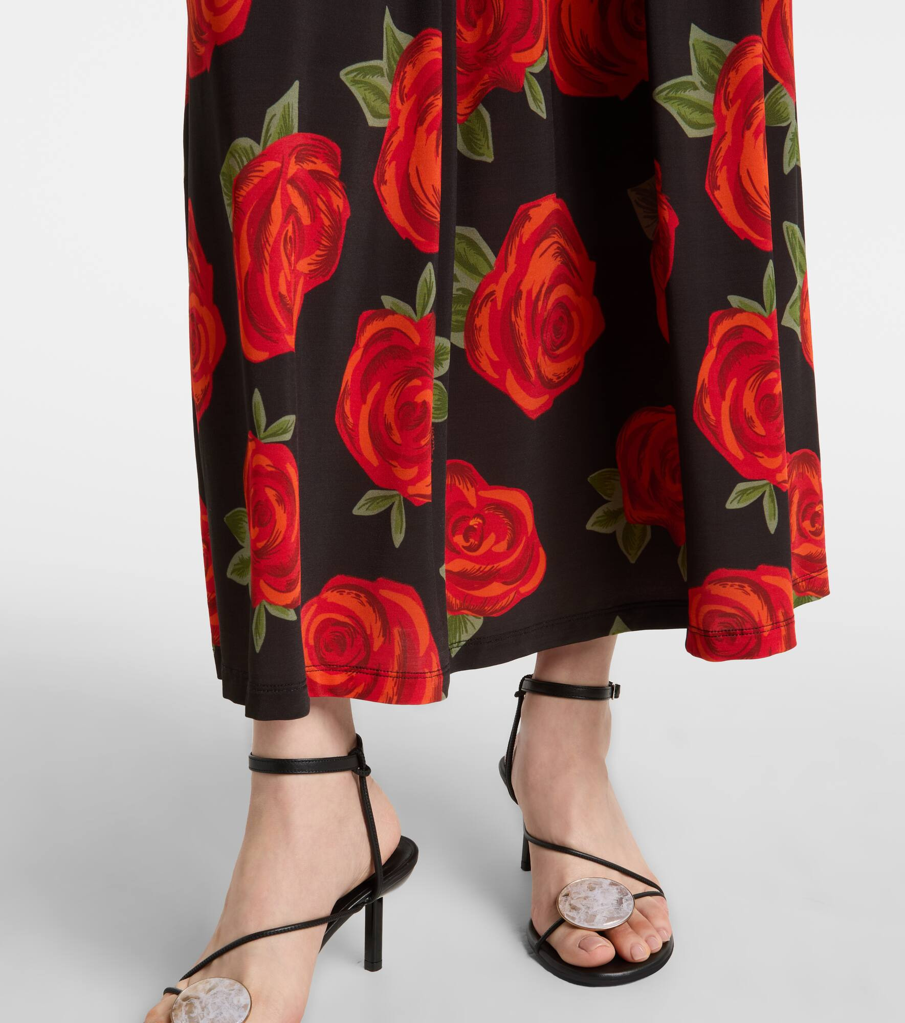 Latin Roses draped one-shoulder maxi dress - 5