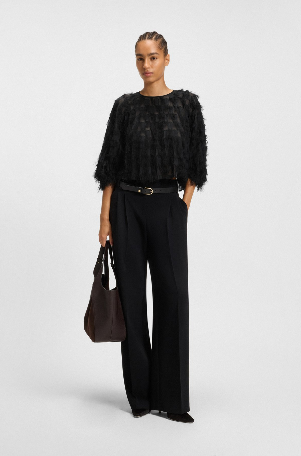 RELAXED-FIT BLOUSE IN FEATHER JACQUARD - 3