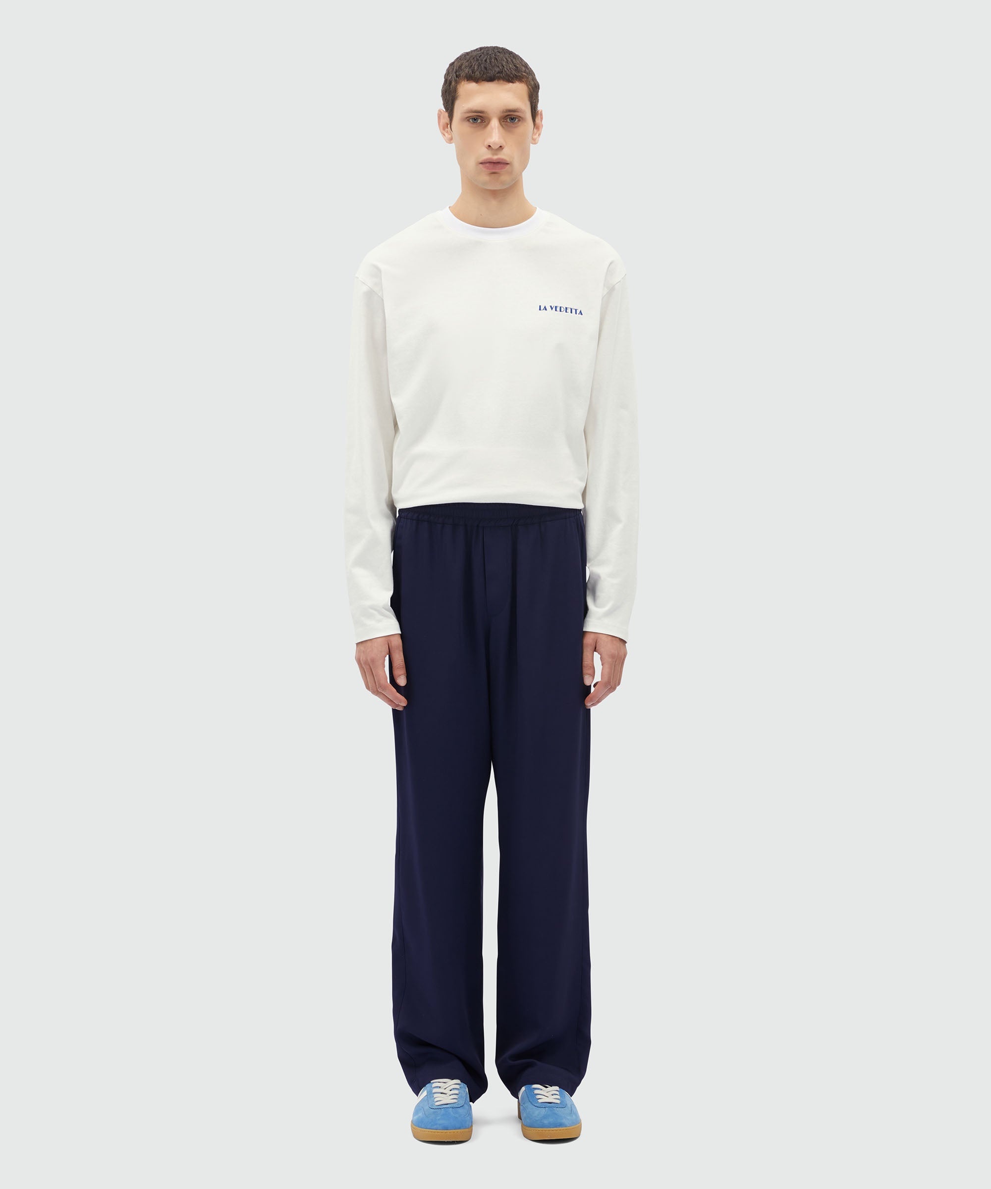 Blue fluid viscose trousers - 2