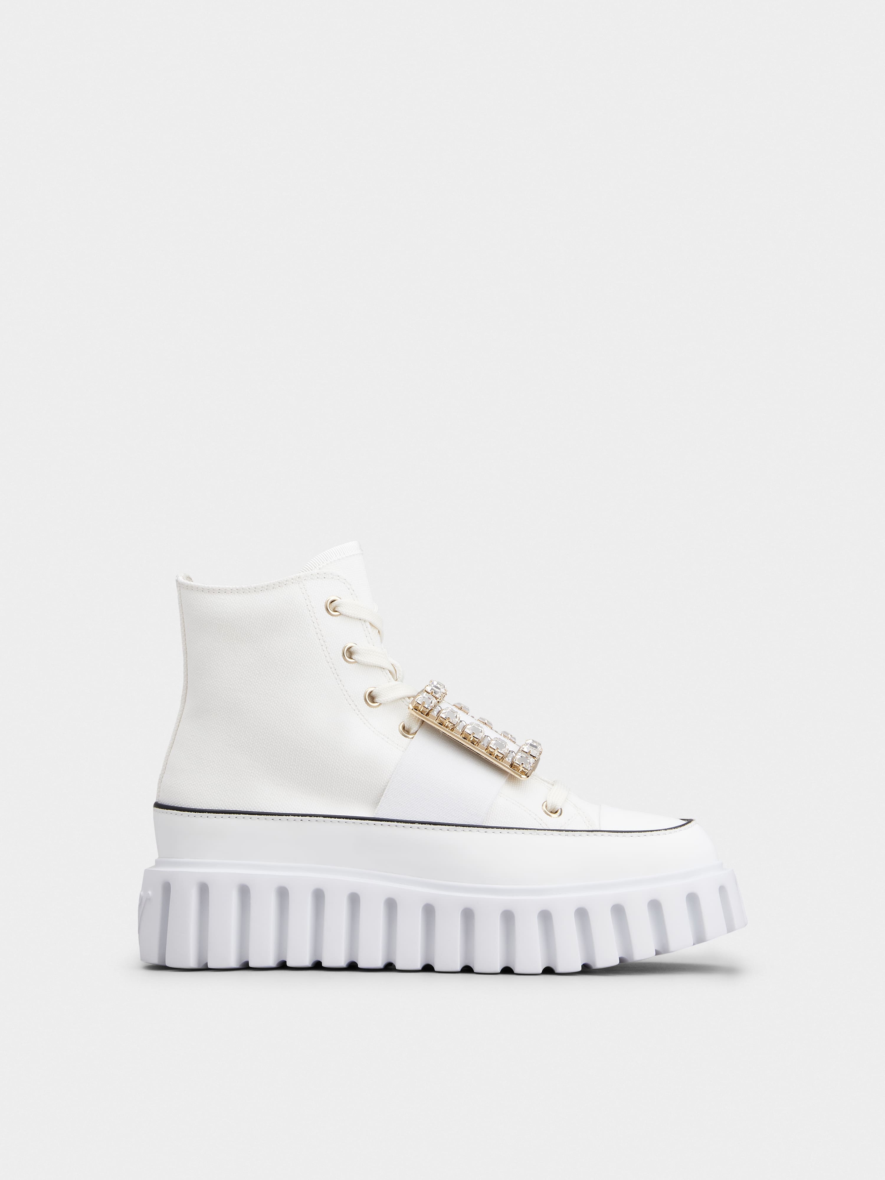Viv' Go-Thick Strass Buckle Hi-Top Sneakers in Canvas - 1