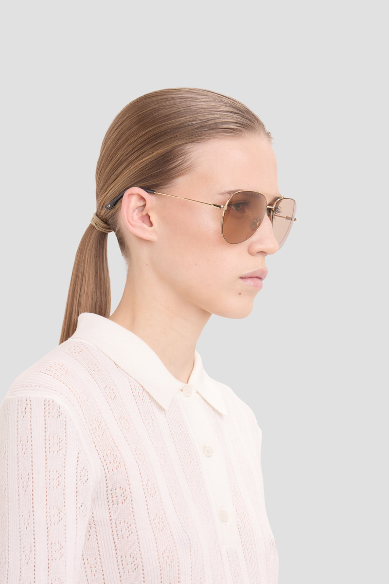 Metal Pilot Sunglass In Gold Blue 7