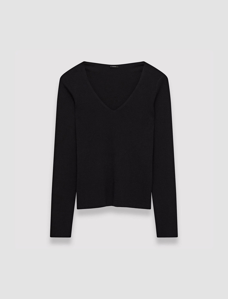 Silk Stretch V Neck Top - 1