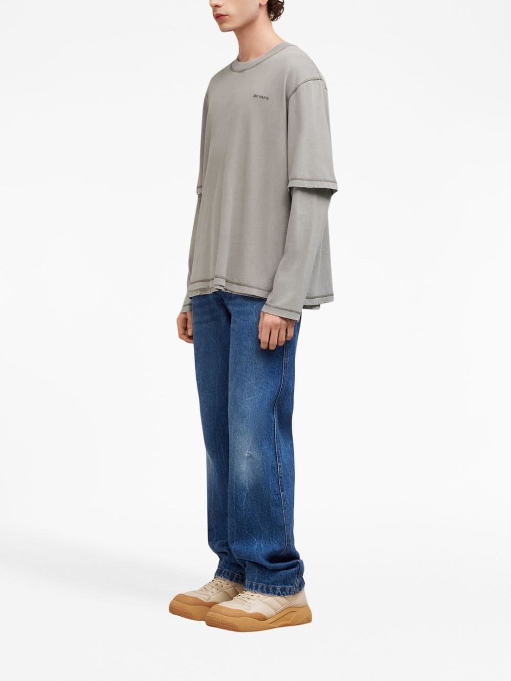 embroidered-logo layered sweatshirt - 2