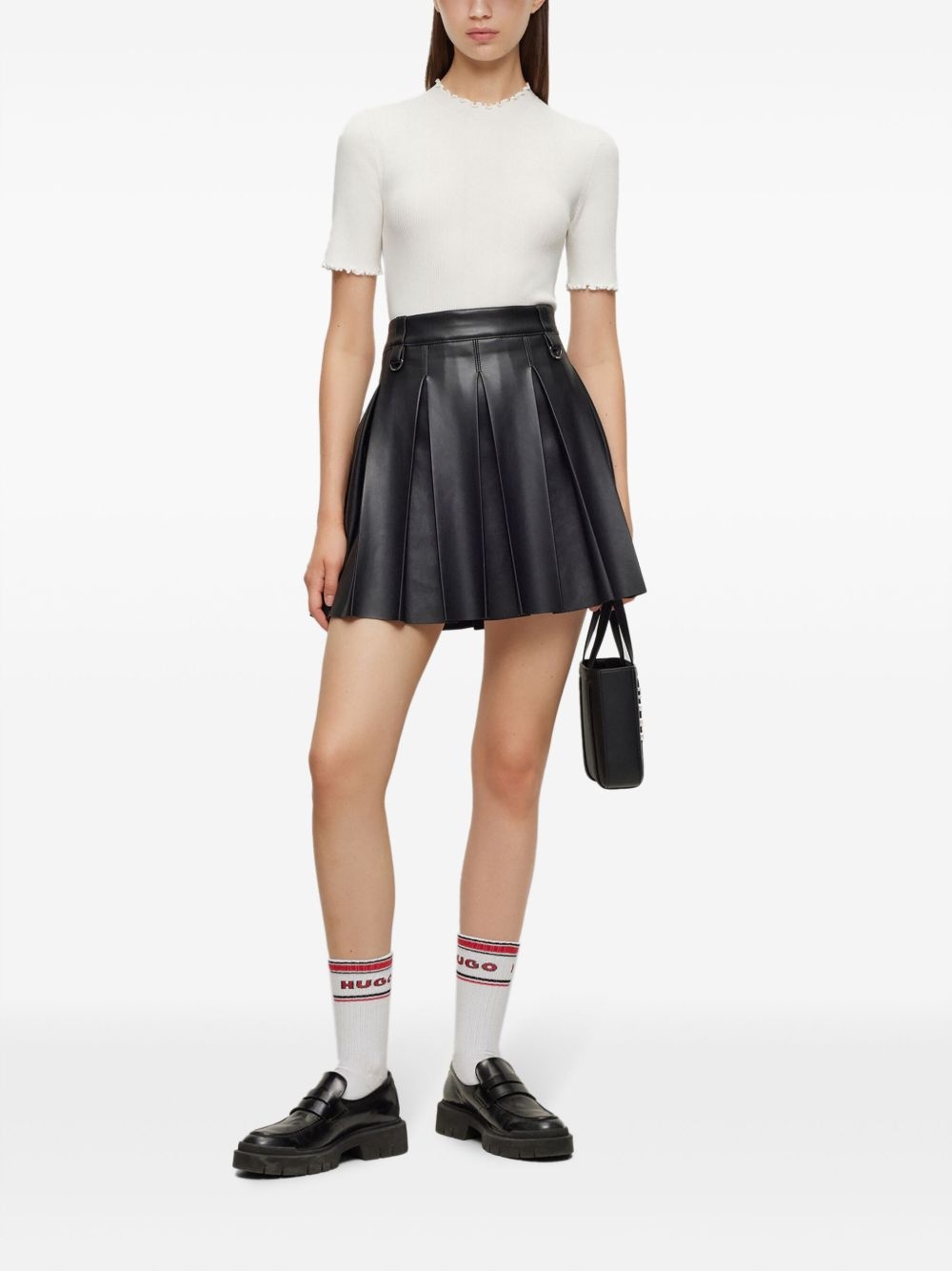 frilled-neck short-sleeve top - 2