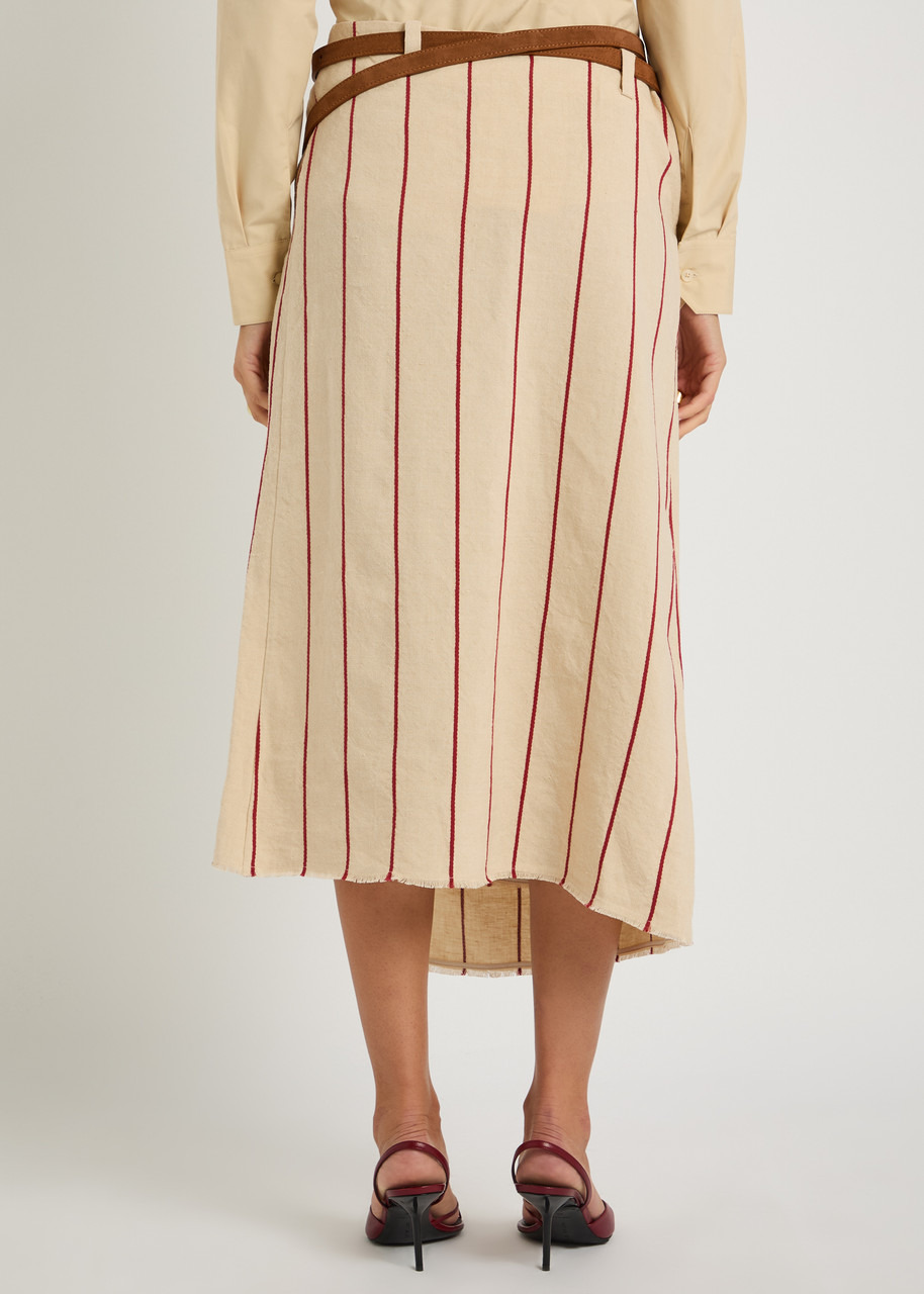 Bettter Pareo Striped Linen Midi Wrap Skirt - 3