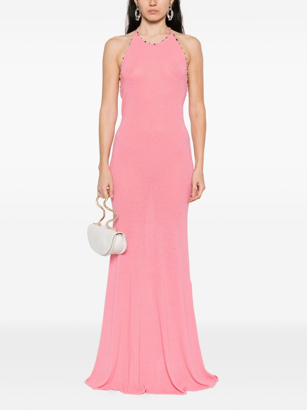 embellished halterneck dress - 2