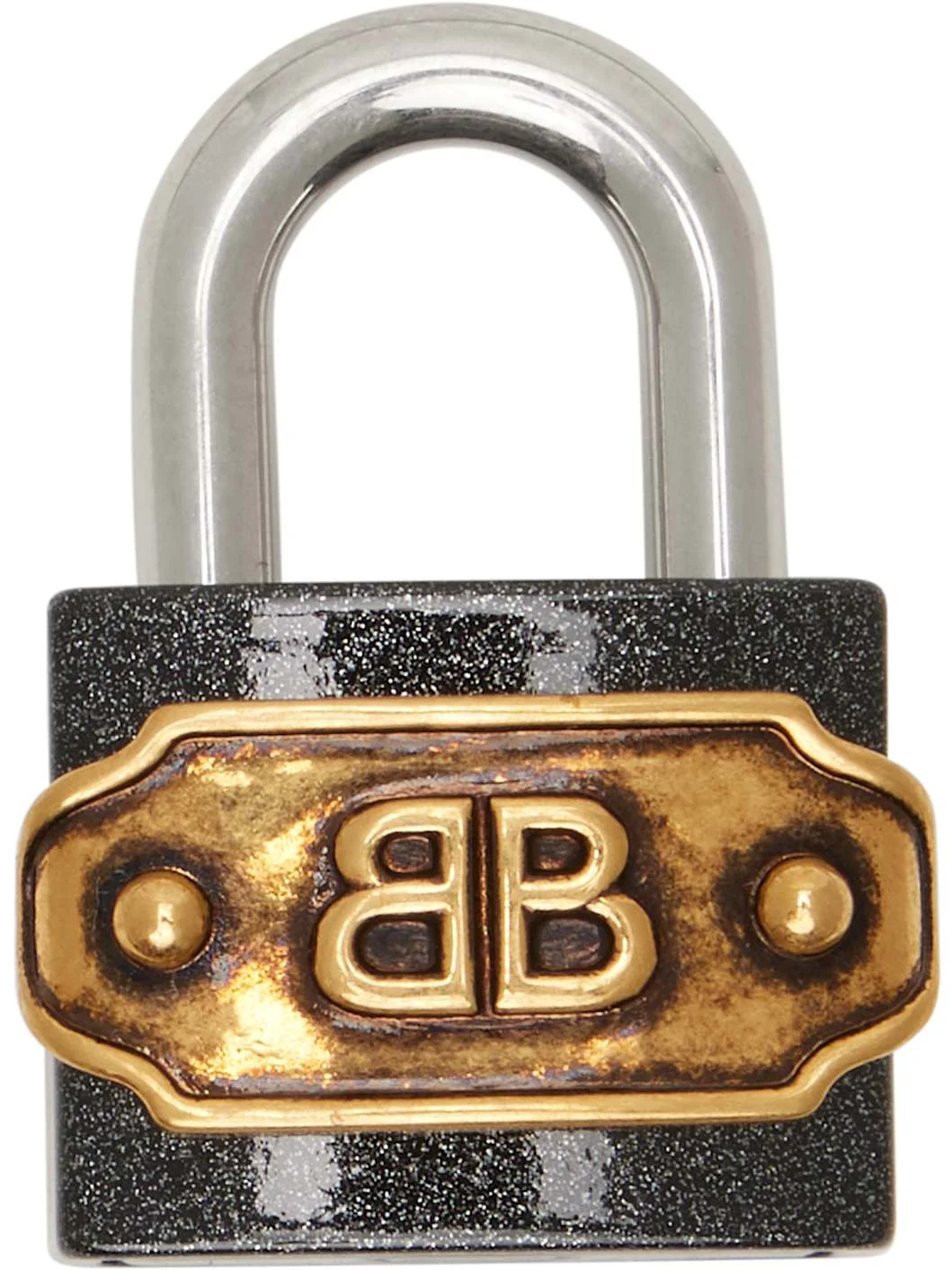 Black & Silver BB Padlock Bag Charm - 1