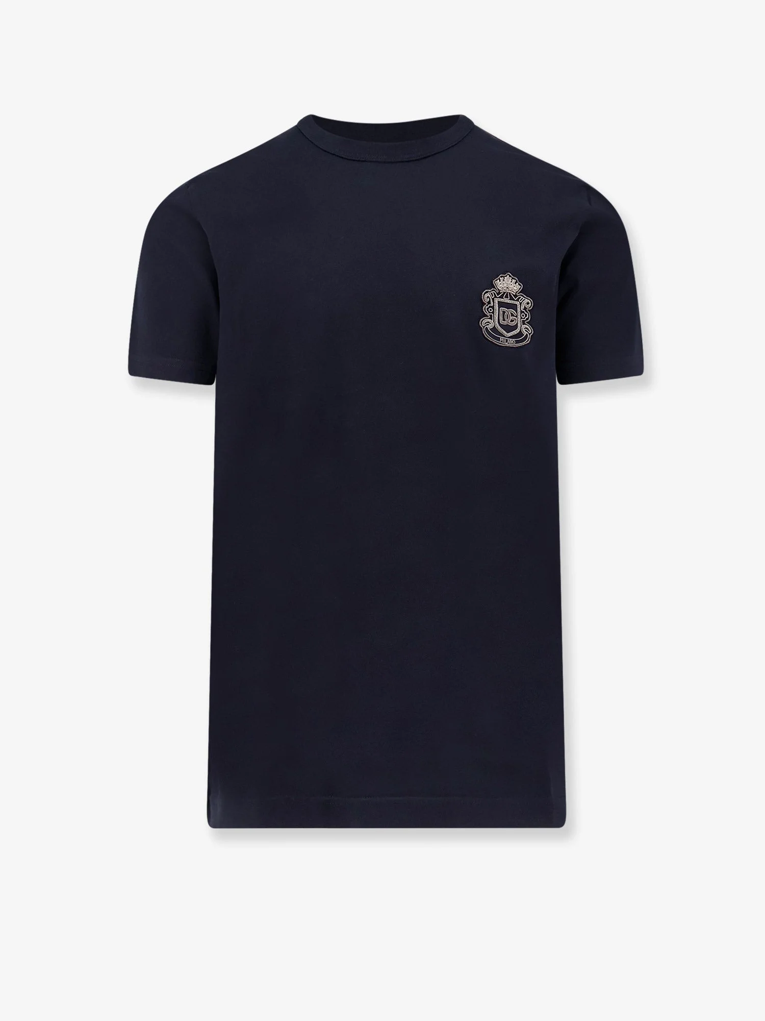 Dolce & Gabbana Cotton T-Shirt With Logo Patch On The Front - 1