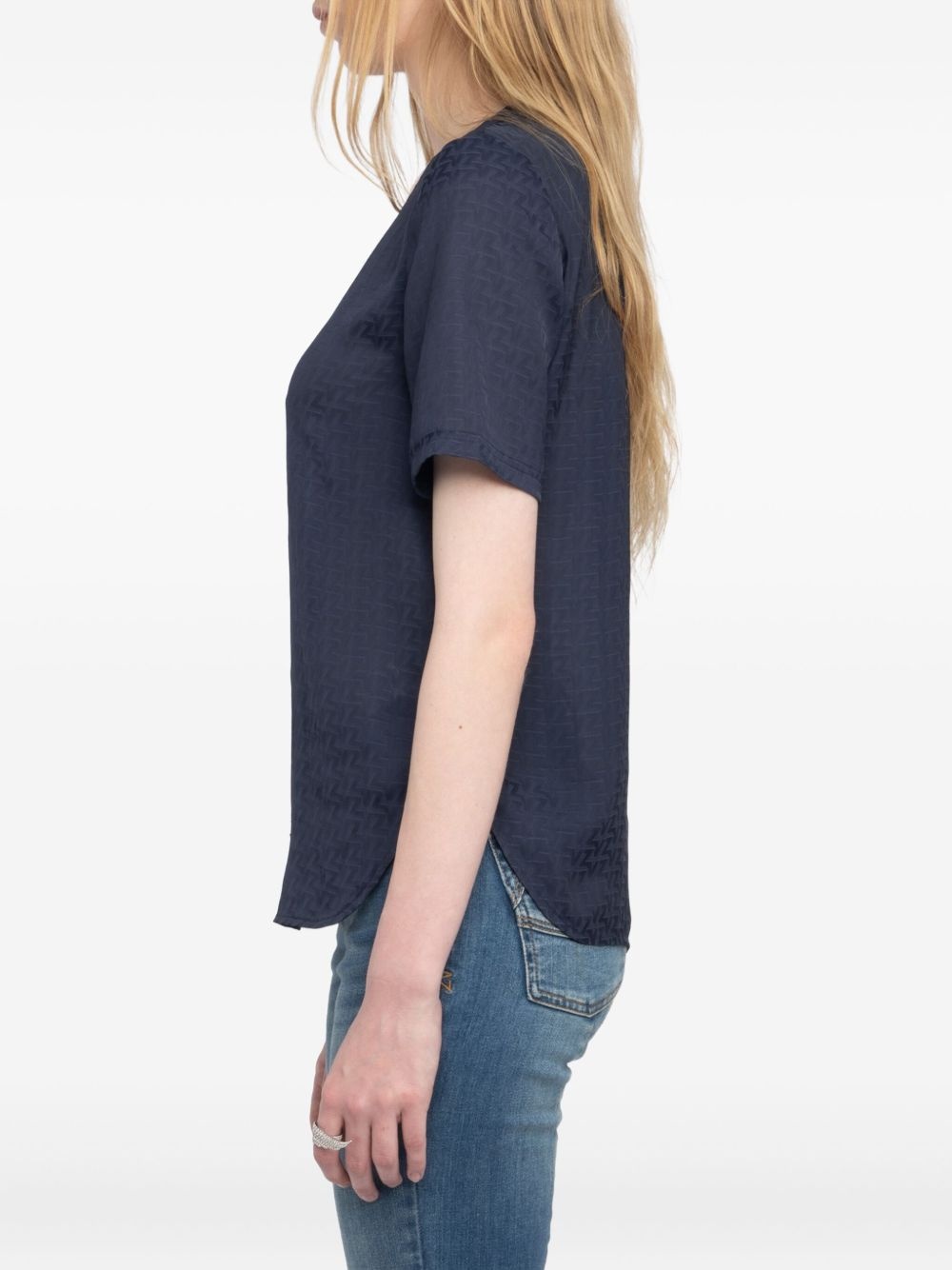 lace-up v-neck t-shirt - 5