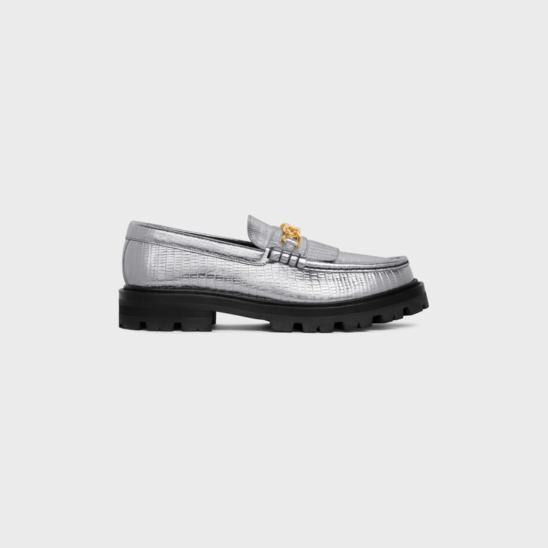 MARGARET LOAFER WITH TRIOMPHE in LAMINATED TEJUS STAMPED CALFSKIN 1