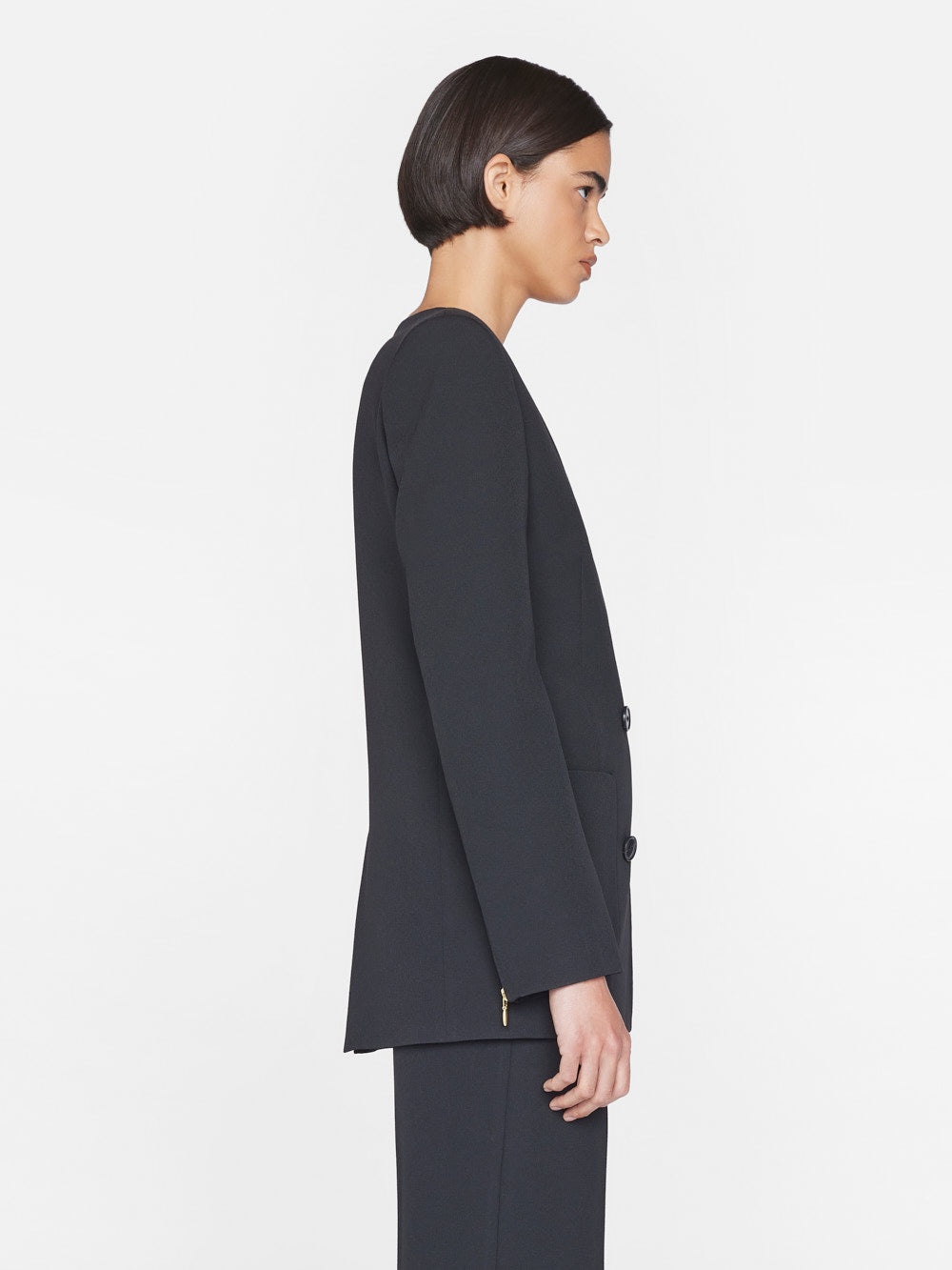 Clean Double Breasted Blazer in Noir - 8