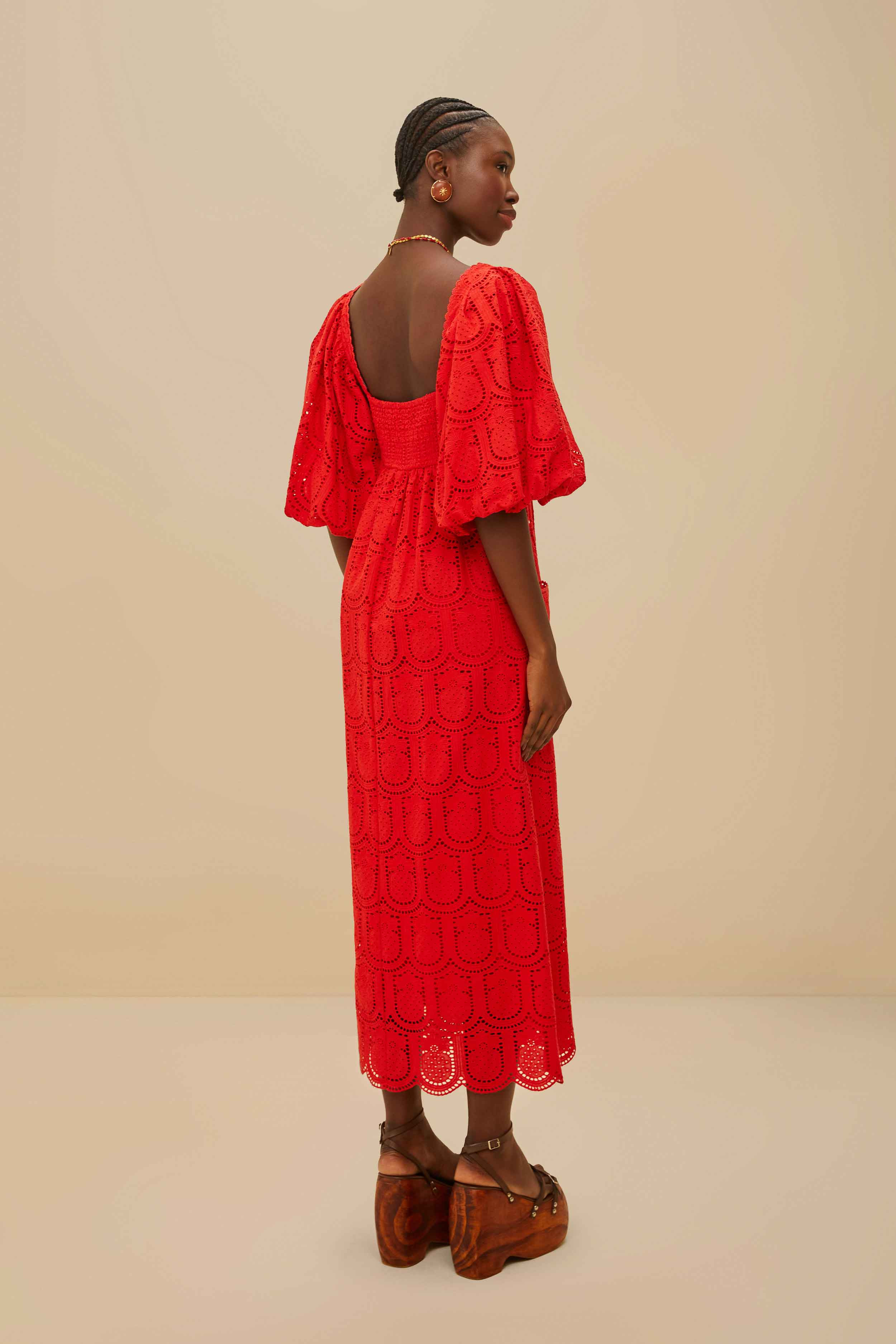 Red Pineapple Eyelet Maxi Dress - 4
