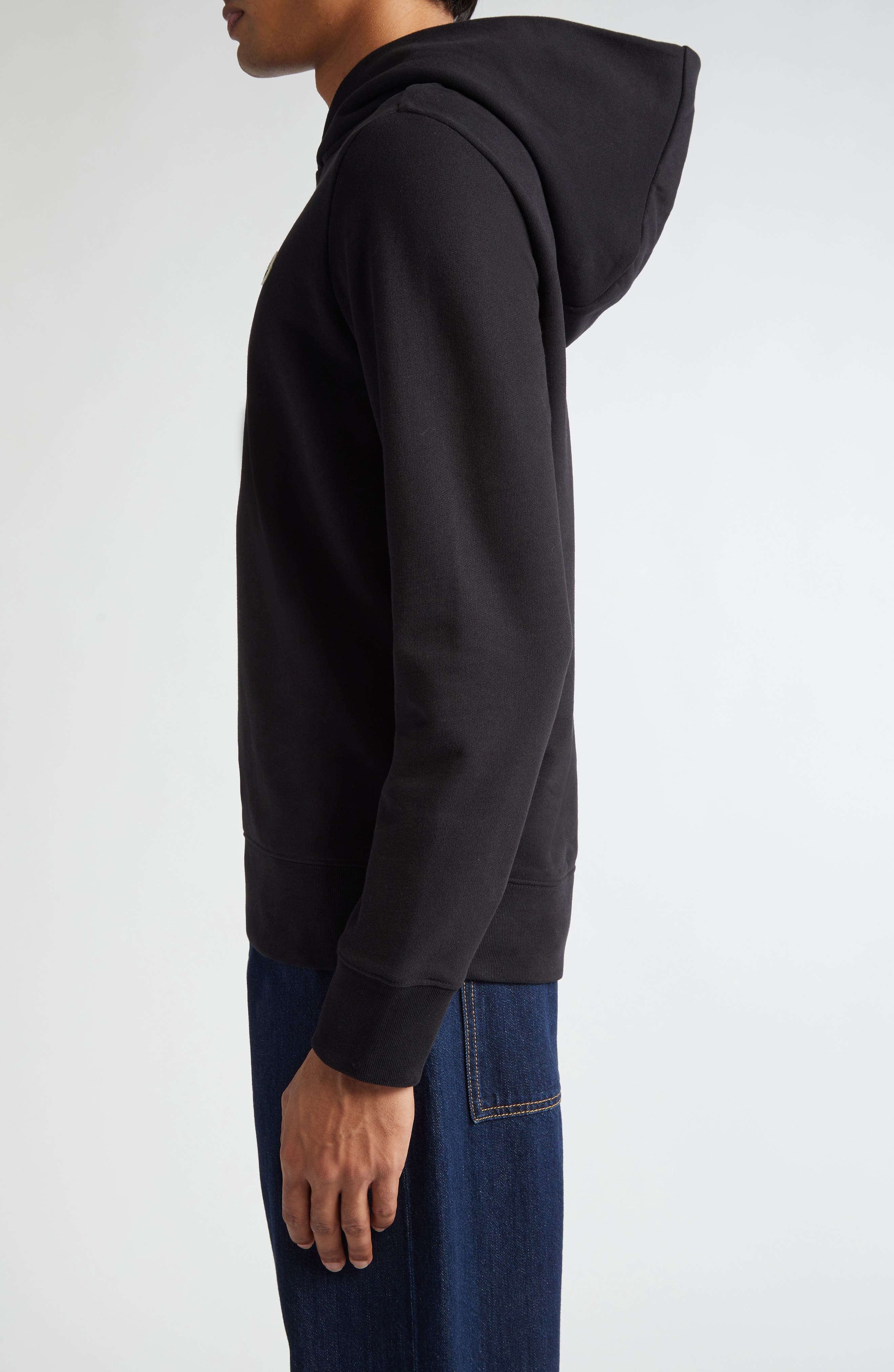 Moncler Logo Patch Hoodie in Black at Nordstrom - 3