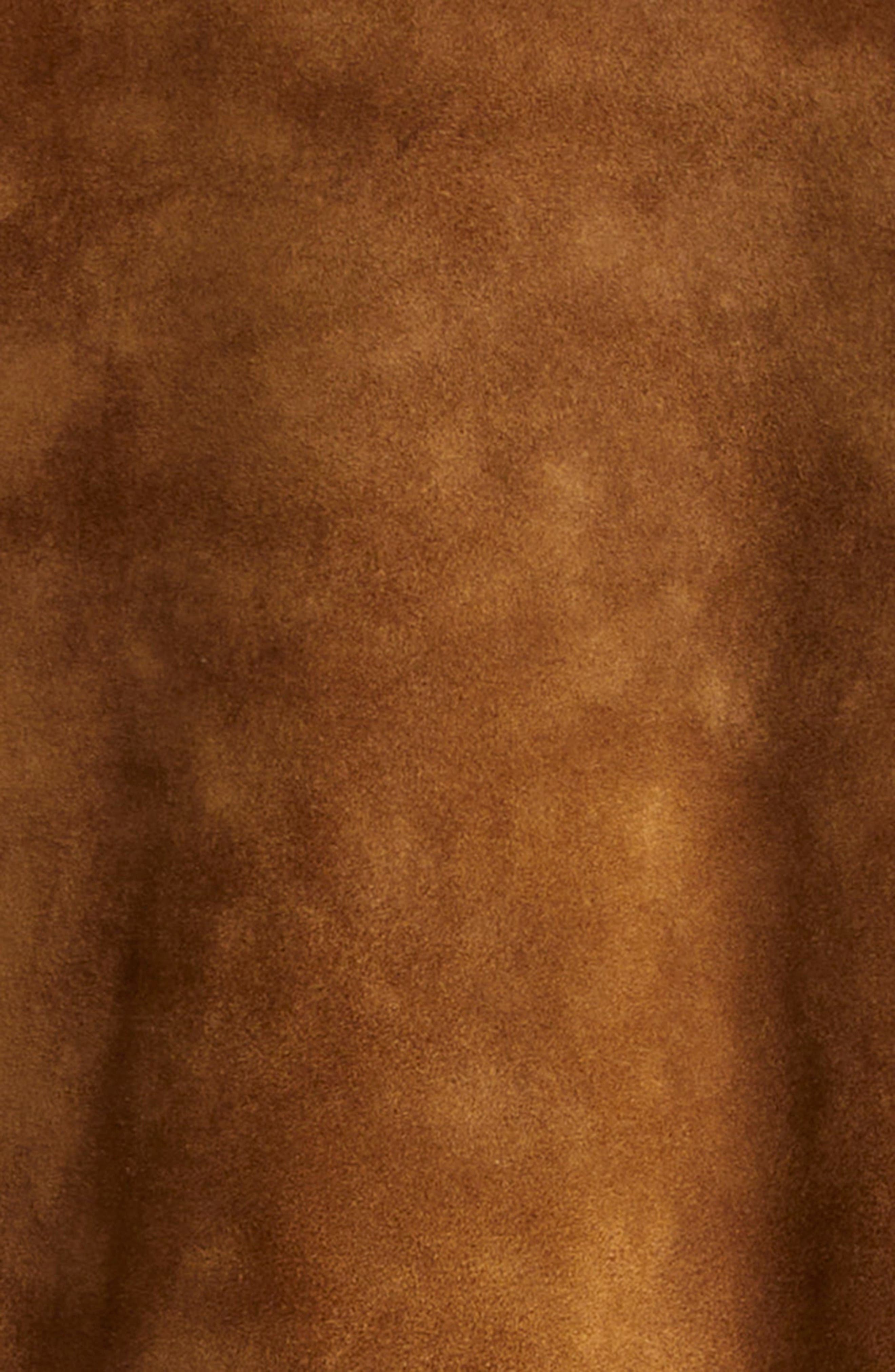 Golden Goose Journey Suede Trucker Jacket with Removable Faux Shearling Collar in Tobacco Brown at N - 7