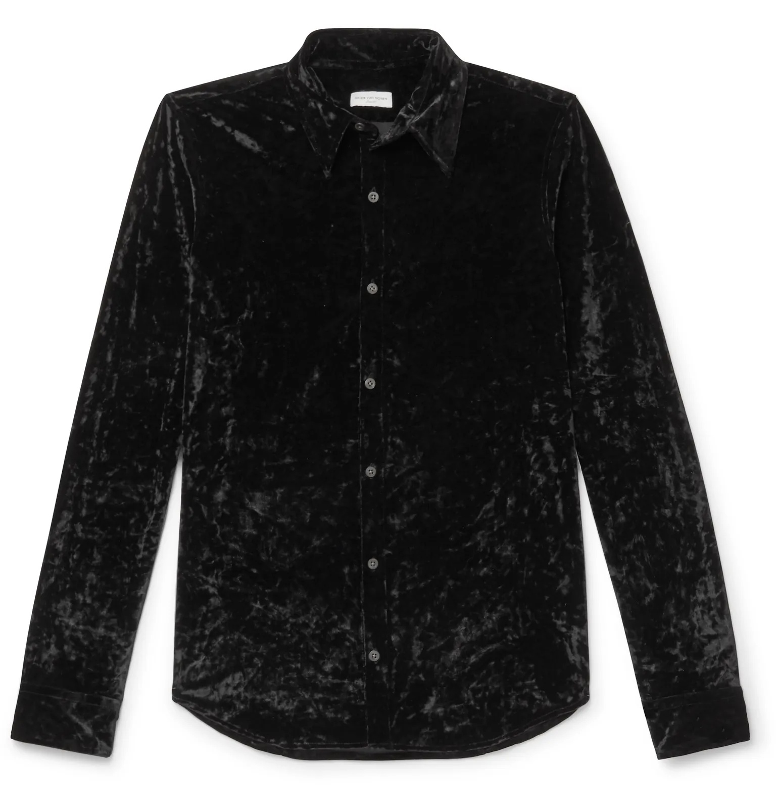 Slim-Fit Crushed-Velvet Shirt - 1