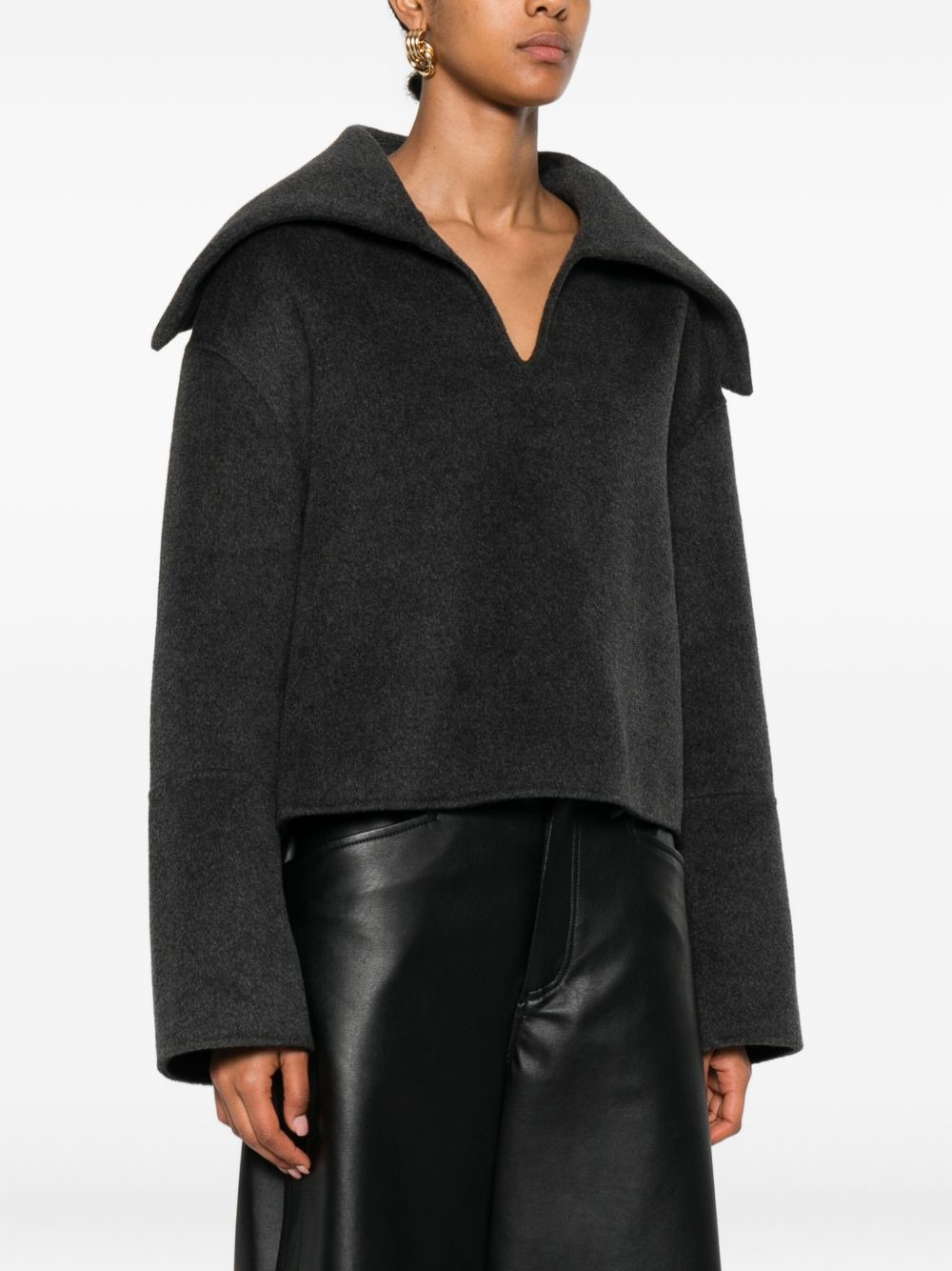 oversize-collar sweater - 3