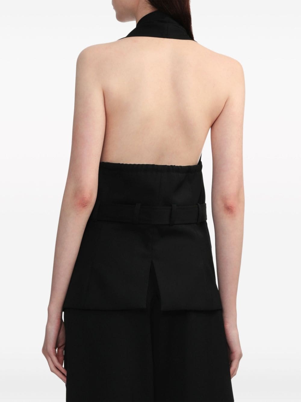 belted halterneck vest - 4