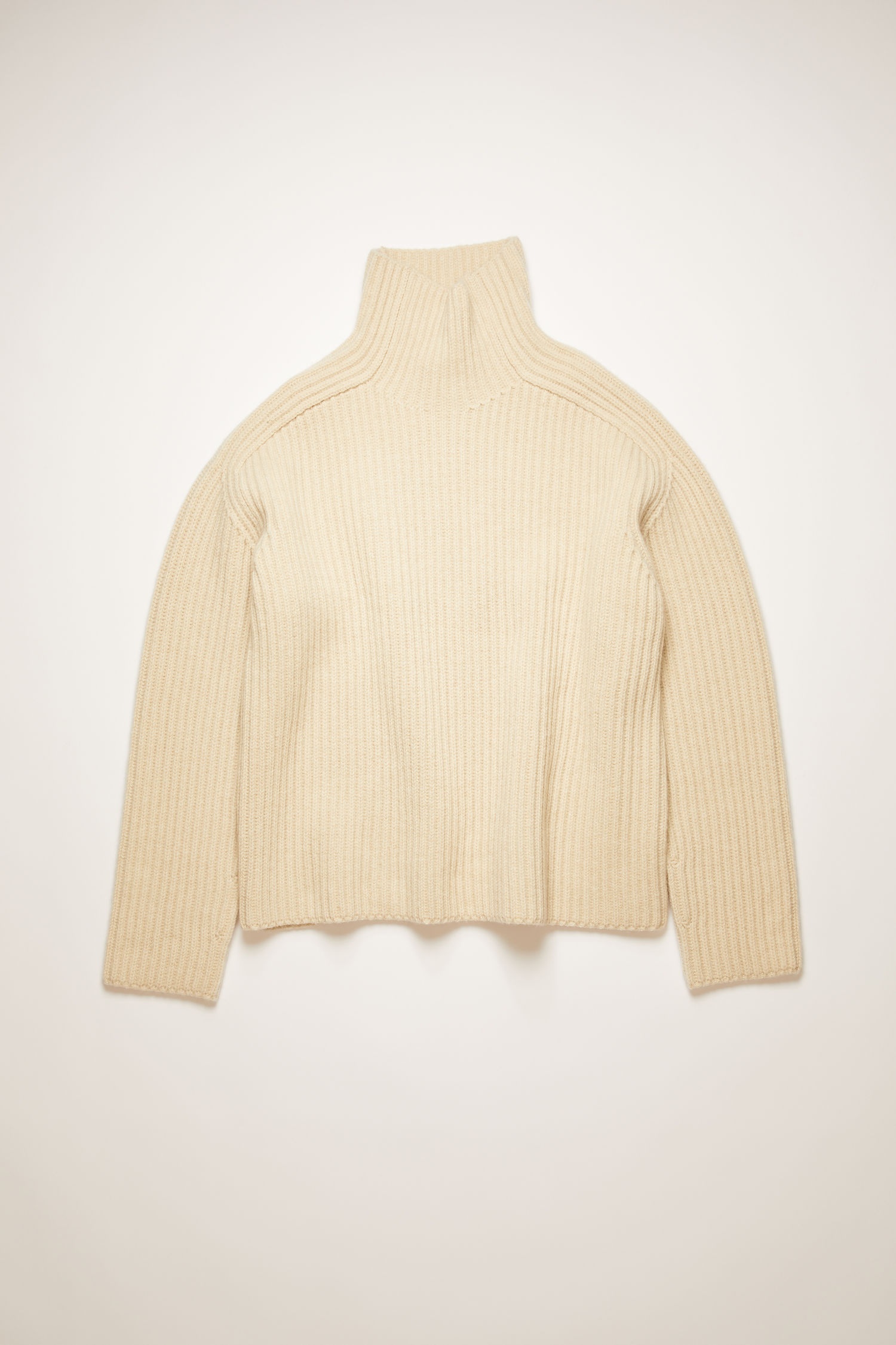 High neck ribbed sweater oat beige - 1