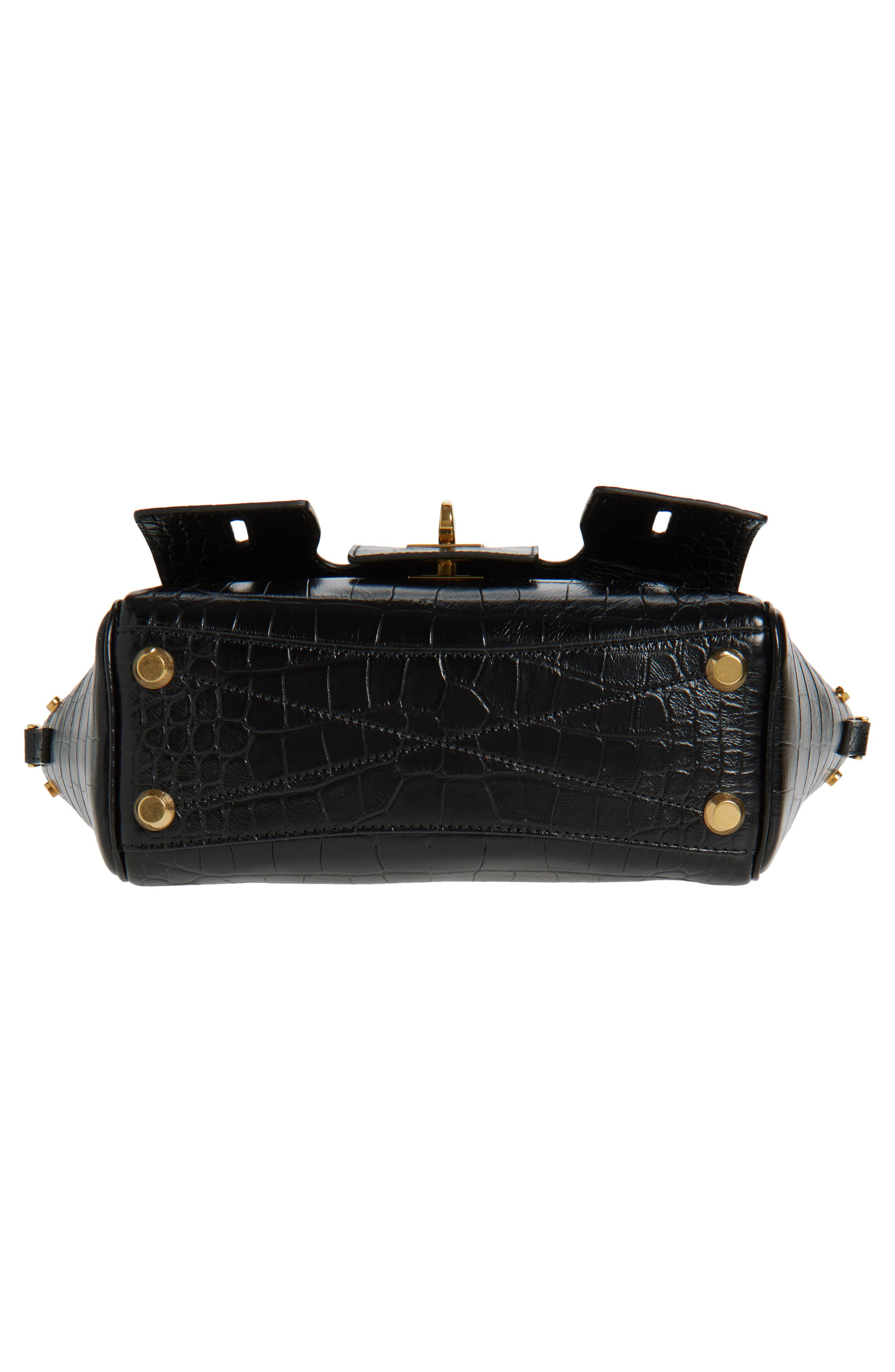 Balenciaga Mini Bel Air Croc Embossed Leather Carry All Tote in Black at Nordstrom - 7