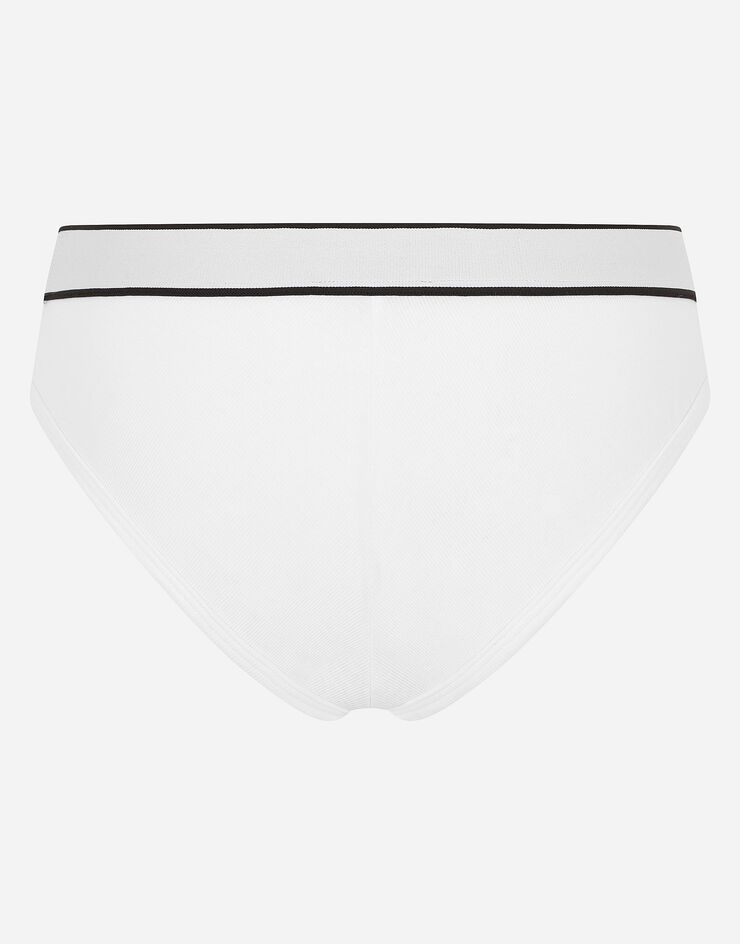 Fine-rib jersey Brazilian briefs with branded elastic - 2