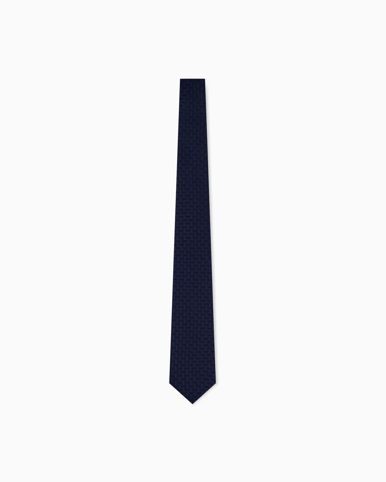 SILK TIE WITH GEOMETRIC PATTERN AND GRID TEXTURE - 1