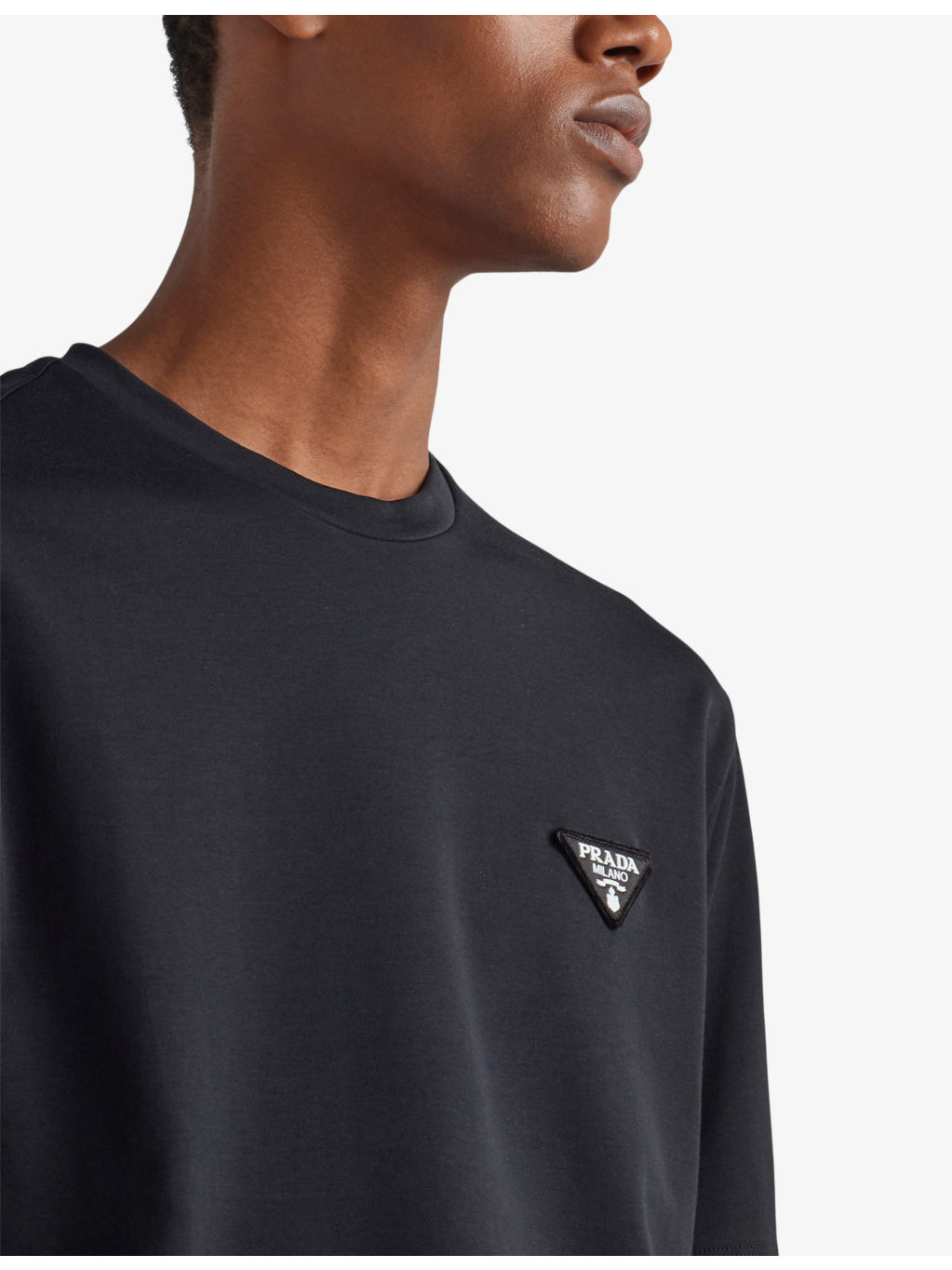 Logo-patch crewneck cotton T-shirt - 5