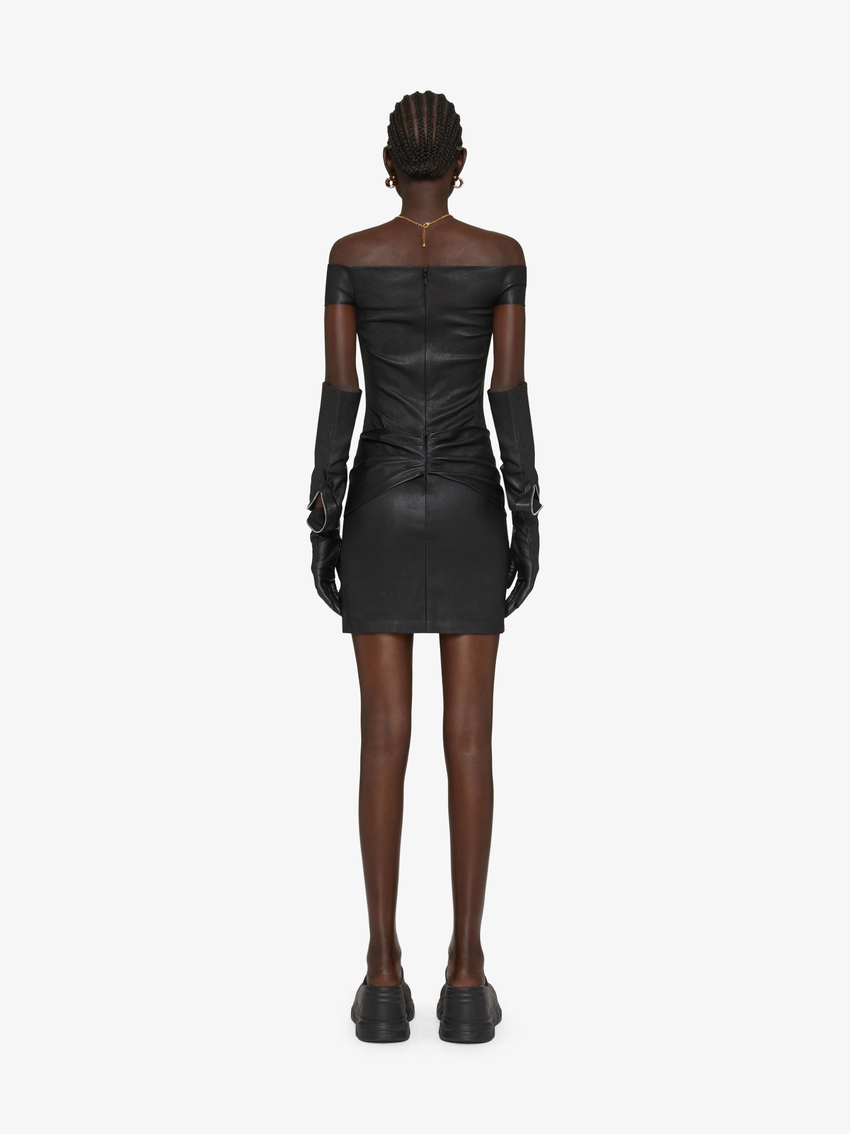 DRAPED DRESS IN LEATHER - 4